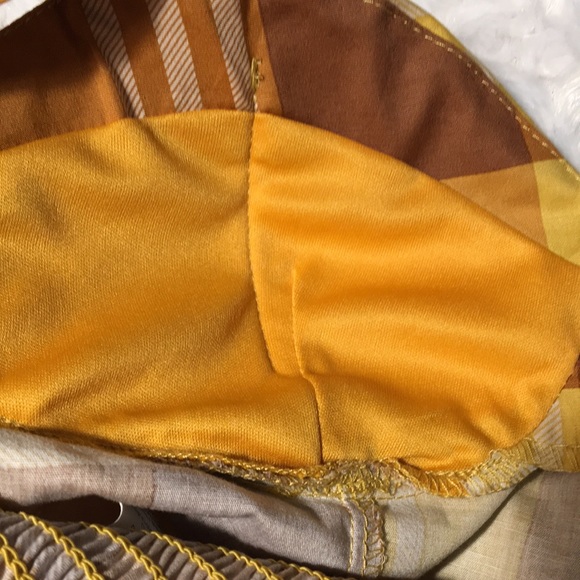 Plaid Vintage twine & string NY CORSET PLAID TOP padded  brown plaid size M - Picture 13 of 13